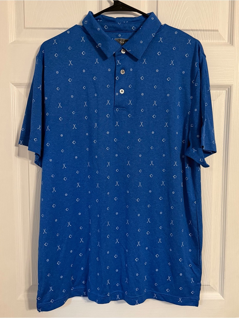 PGA Tour Men’s Size Large Golf Themed Short Sleeve Polo Shirt Blue